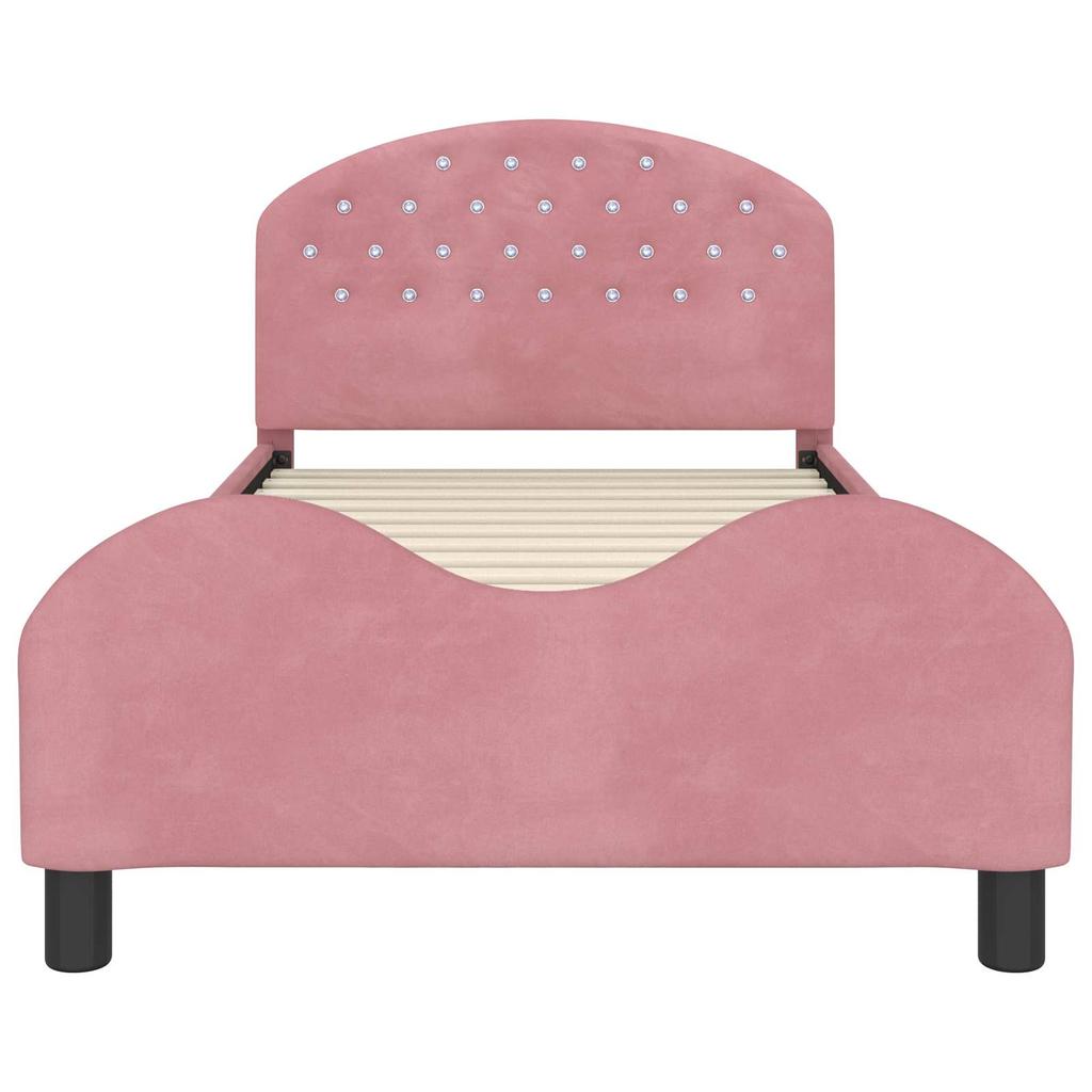 Kids Bed Frame with Headboard Pink 90 x 200 cm Velvet