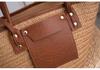 European & American Retro Women's Handmade Woven Straw Shoulder Bag, Casual Vacation Style