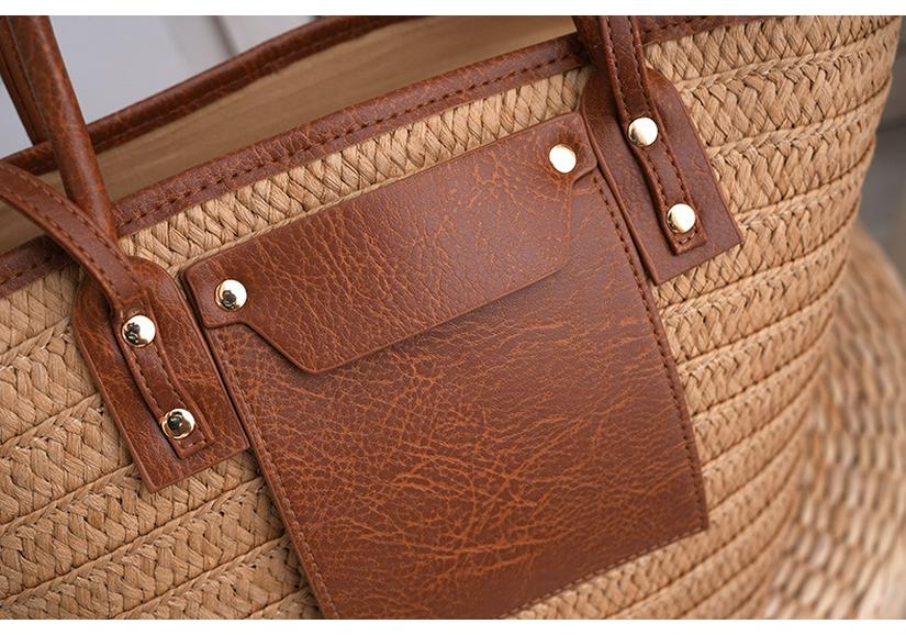 European & American Retro Women's Handmade Woven Straw Shoulder Bag, Casual Vacation Style