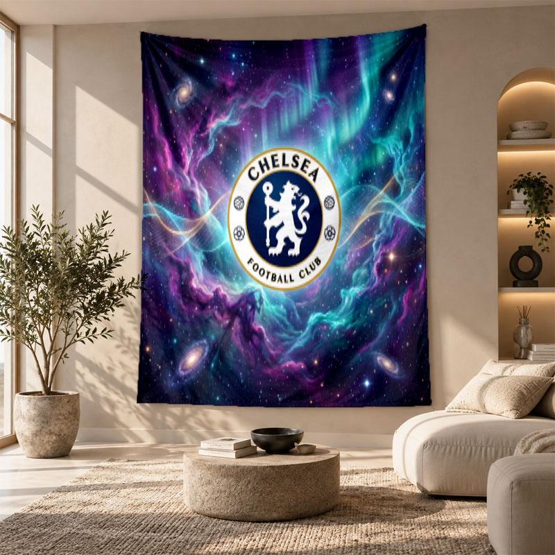 Arazzo Decorativo, Arte da Parete Stampato Chelsea FC, Appeso a Parete Leggero per Sfondo Camera da Letto