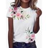 Summer Fashion Women's T-shirt Beautiful Flower Pattern Printed T-shirt Round Neck Short Sleeve Regular Top Women's T-shirt
