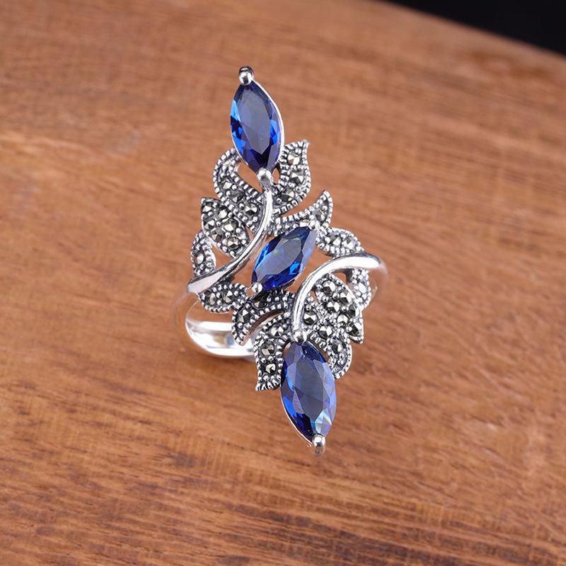 Popular Fashion Ladies  Cut Blue Sapphire Ring 6 синий