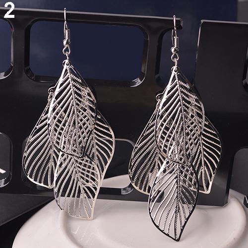 Retro Women's Baroque Style Cluster Hollow Leaves Tassels Hook Dangle Earrings