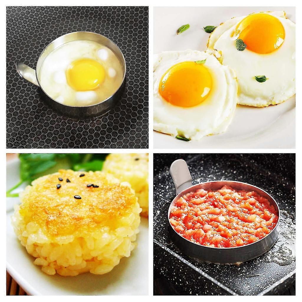 4 Pack 9cm Egg Circle Rings | Stainless Steel Round Egg Rings For Frying| Egg Moulds Molds For Cooking Fried Eggs
