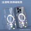 Independent station hot-selling blue flower daisy iPhone17 mobile phone case Apple 13 high magnetic permeability transparent case 16 anti-drop