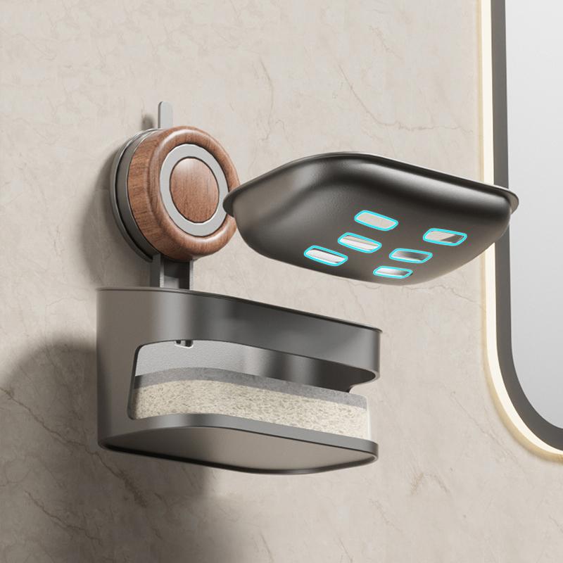 Soap Dish For Shower, Wall Mounted Bar Soap Holder, Suction Cup Detachable Self Draining Soap Case For Shower Bathroom