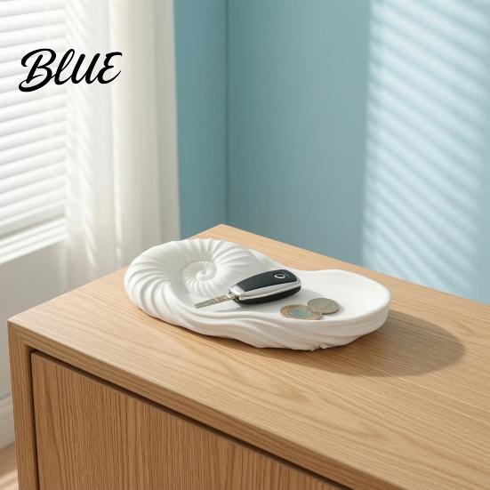 Ocean Art Table Tray Nautilus Storage for Living Room Bedroom Entryway Theme Desktop Organizer Handmade Feel Desk Decor Jewelry Keys Coins,