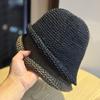 New crimped knitted basin hat women's simple versatile face small bucket hat headgear cap pullover wool hat tide