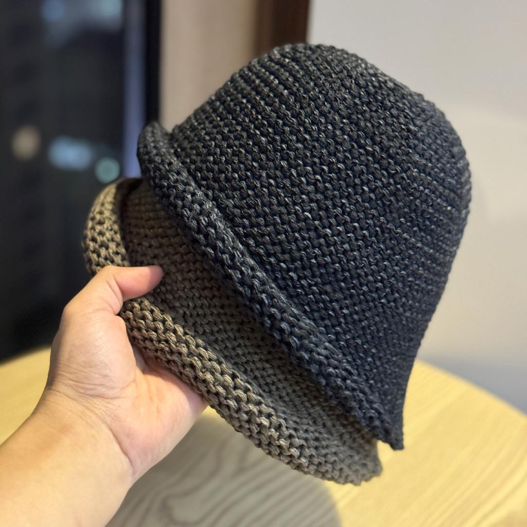 New crimped knitted basin hat women's simple versatile face small bucket hat headgear cap pullover wool hat tide