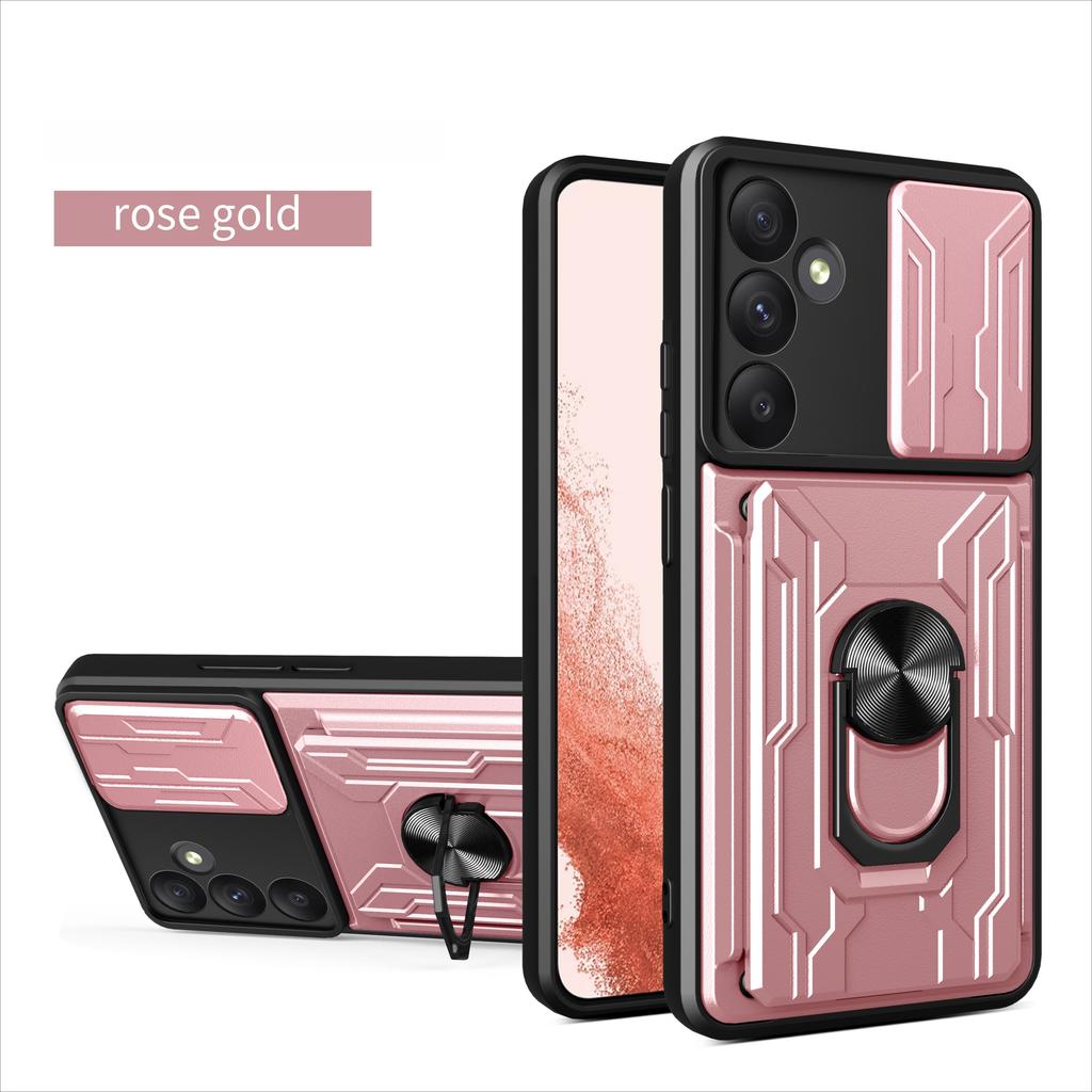 For Samsung Galaxy S21 S23 S24 S25 FE M55 M14 M53 M51 M52 S20 Plus Ultra Car Mounted Magnetic Rotating Ring Card Slot Phone Case