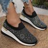 2024 Autumn Fashion New Women's Solid Color Simple Slip-On Rhinestone Decorated Breathable Sneakers