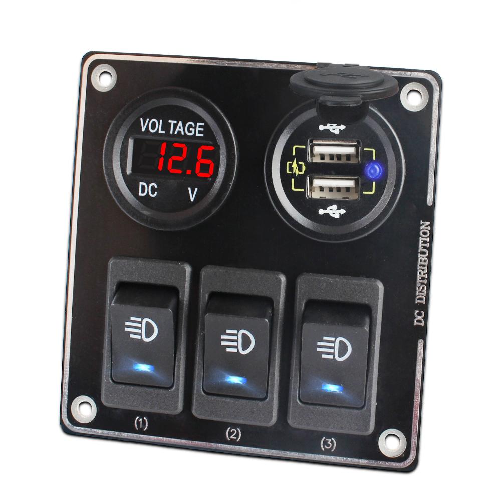 

Usb Quick Charger Adapter 3.0 QC Plug For In The Car Socket Converter PC Power Button 12V Type C Car Voltmeter Quick Charger красный