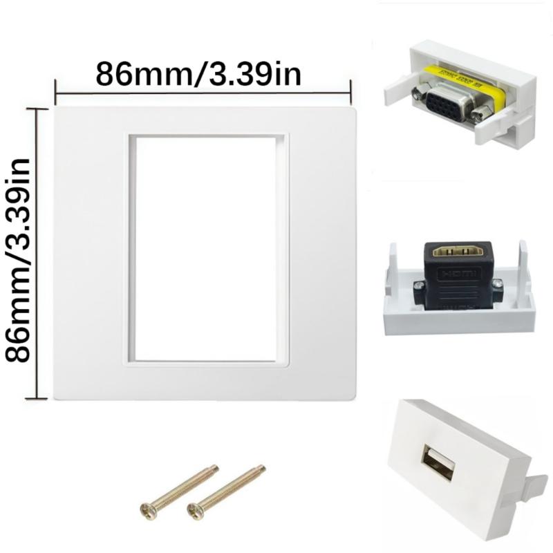 No Solder Direct Connecting VGA HDTV USB Wall Mount Panel 86mm Wall Outlet Video Socket for HDTV Video Audios Transmission