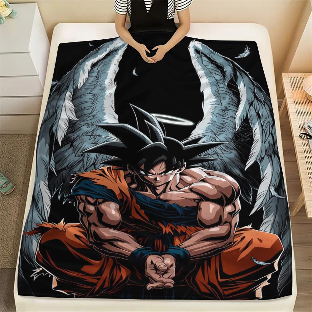 Goku Household Essential Printed Flannel Blanket, Warm Cover for Chair, Bed, Sofa, Bedroom and Picnic.-TING