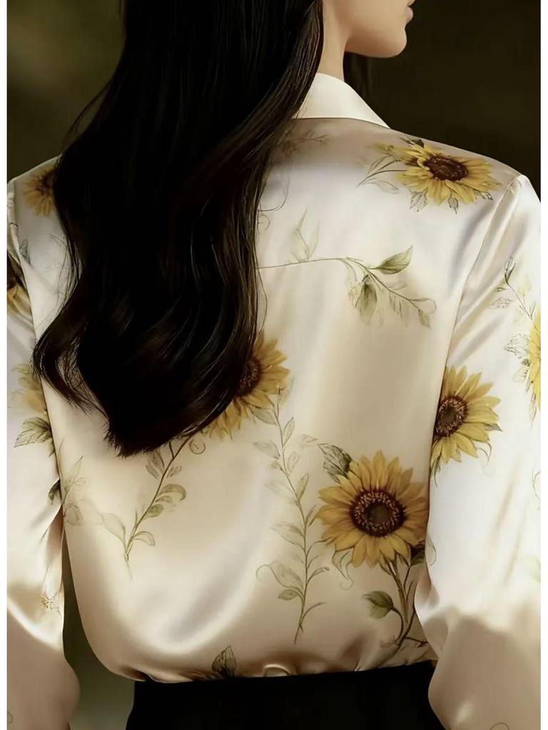 European & American Women's Floral Retro Long Sleeve French Shirt 2026 Design