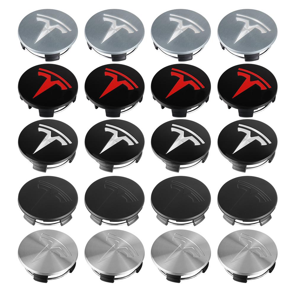 4pcs 56mm Car Wheel Center Hub Caps Rim Cover Emblem For Tesla Model 3 Model S Model X Model Y Juniper Roadster Auto Accessories