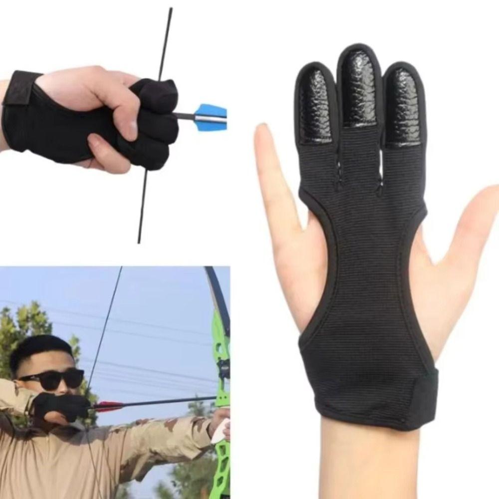 Non-Slip Recurve Bow Gloves Leather Fingertip Shooting Hand Guard  Teenagers Use