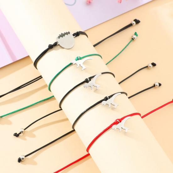 Mother Day Bracelet Dinosaur Element Handmade Heart Pendants Adjustable Size Women Wristband Meaningful Gift