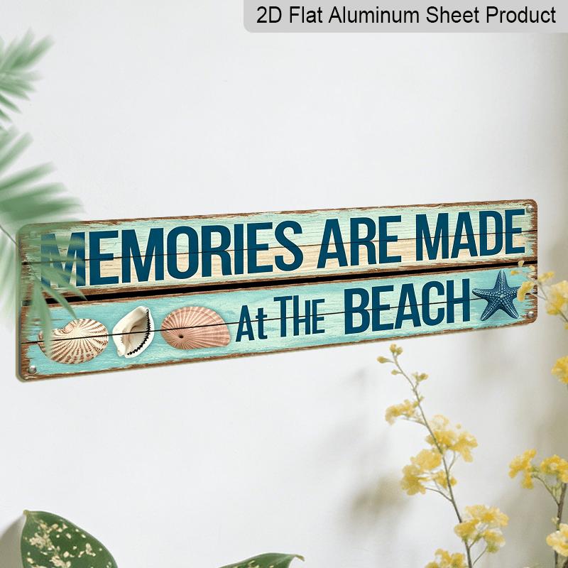 1pc, Memories Are Made At The Beach Aluminium Sign Family Wall Plaques Decorations Sign Farmhouse Entryway Rustic Plaques Art with Quotes for Living