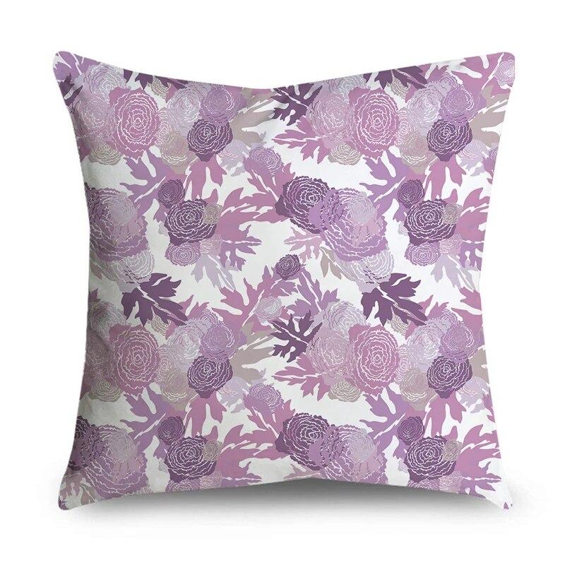 Blumiges Geometrisches Druckauto Sofa Dekorative Kissenhülle Zuhause Kissen Lila Muster Kissenbezug