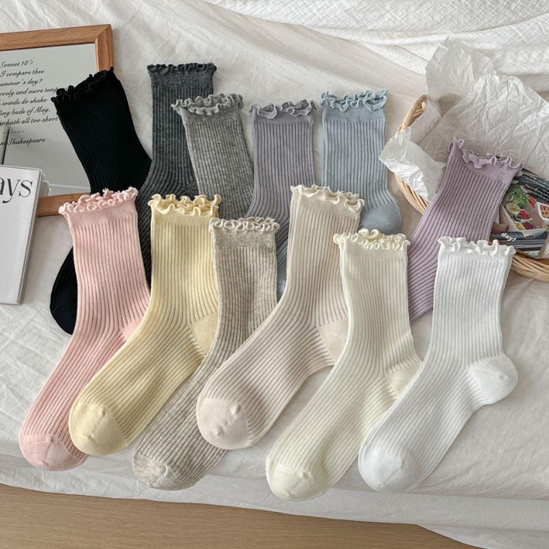 

Women s Summer Thin Ballet Breathable Wooden Ear Side Tube Stack Socks 1 pair сірий