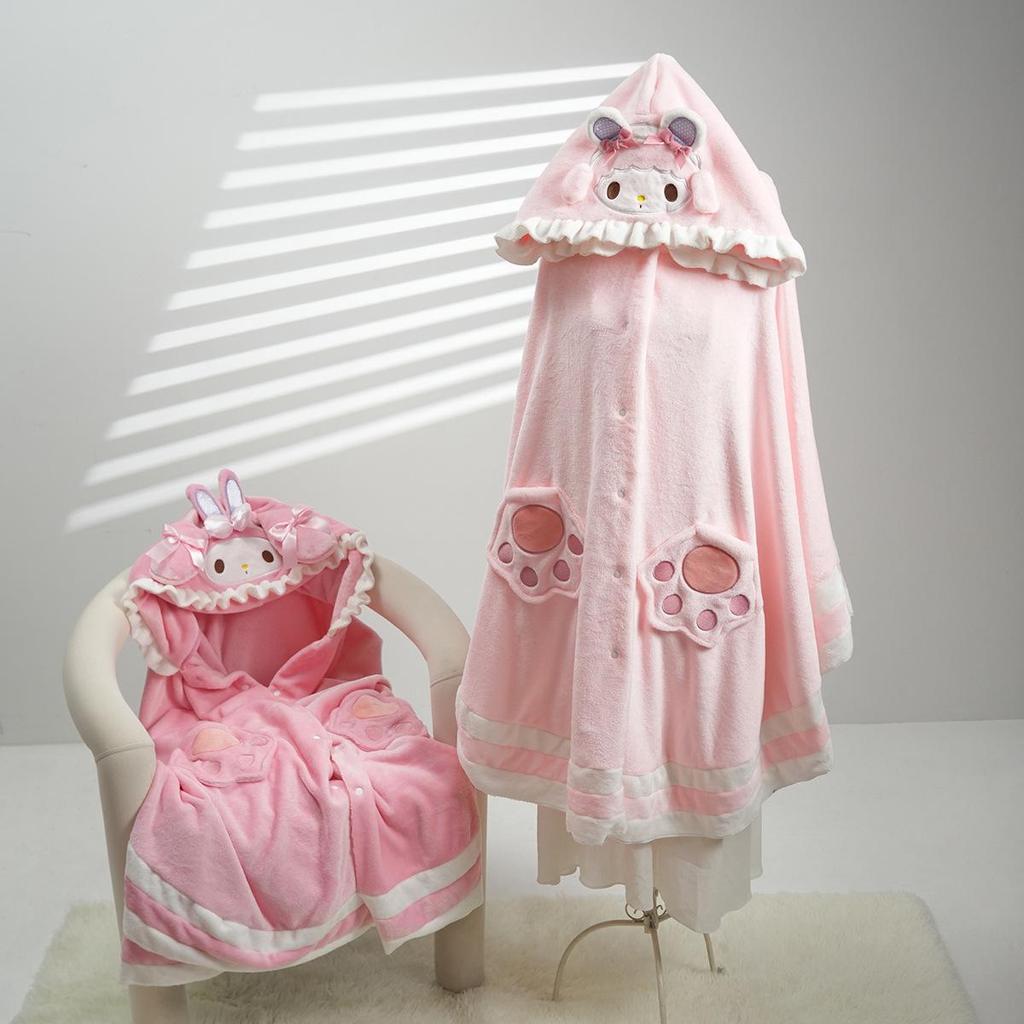 Cartoon Sheep Wool Blanket Shawl: Cozy Hooded Nap Cloak for Autumn & Winter