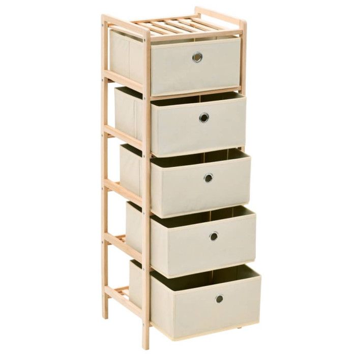 VidaXL Étagère de rangement 5 paniers tissu Bois de cèdre Beige
