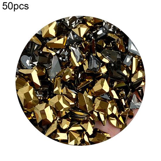 50Pcs/Bag Nail Art Rhinestone 3D Geometric Shaped Nails Decorations Glitter Manicure Accessories