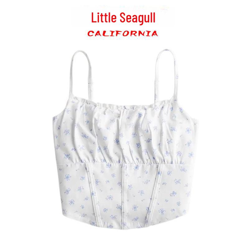 

Жилет из рыбной кости Oujia Xiaohaiou: Шикарный топ с зауженной талией, квадратным вырезом и открытым пупком