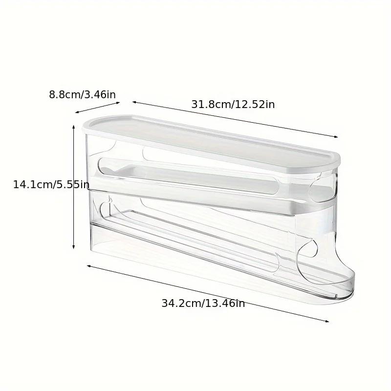 Space-Saving Rolling Egg Storage Box for Refrigerator Side Door - Durable Plastic, Battery-Free, Essential Kitchen Accessory