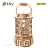 URY 3D Wooden Puzzle Lantern Vintage LED Light Bedside Lamp Model Assembly Building Kits Desk Decoration Gifts for Adults