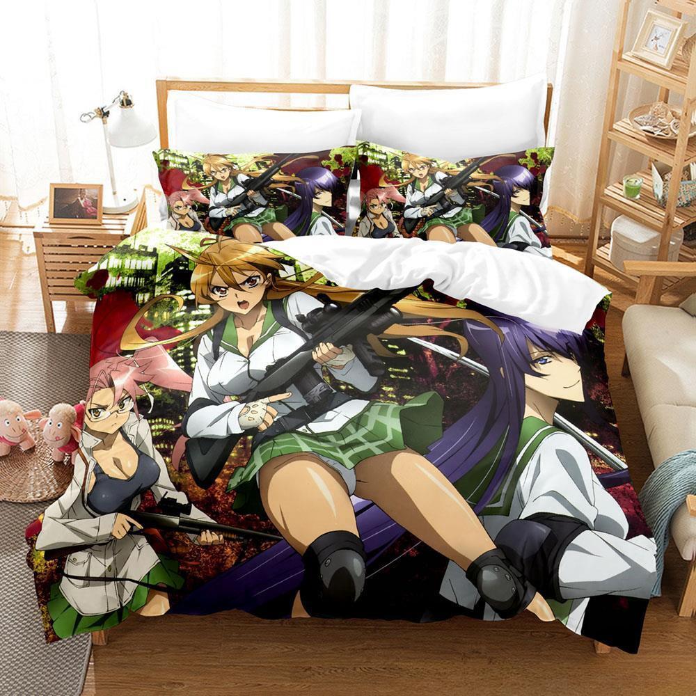Anime Sexy Girl Highschool of the Dead Bedding Set Single Twin Full Queen King Size Bed Set Adult Kid Bedroom Duvet cover Sets