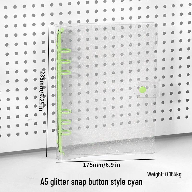 Couverture de cahier en PVC transparent souple style INS, A5 à feuilles mobiles, design A6 mignon et simple