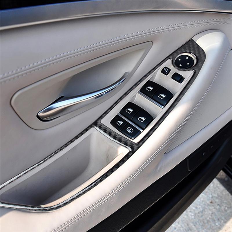 Car Interior Button Panel Cover Decorative Carbon Fiber Sticker For BMW 5 Series F10 2011-2017 Styling Accessories