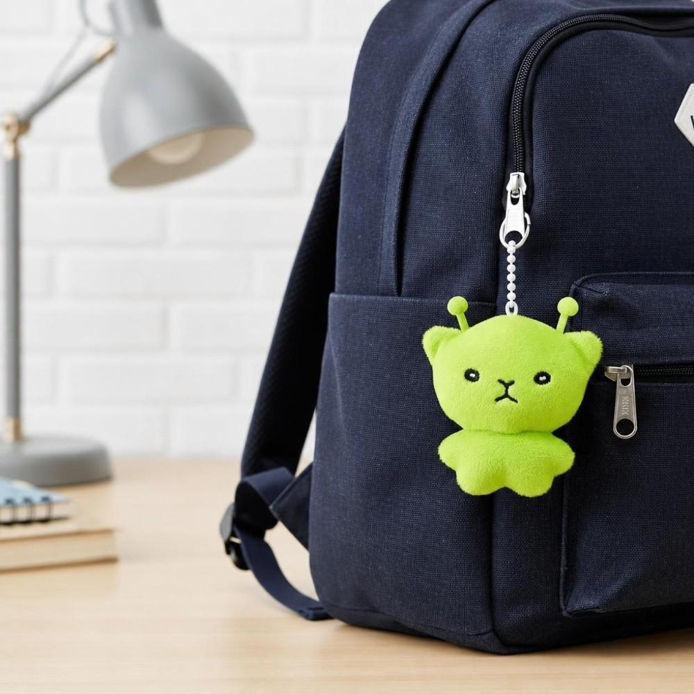 Pendentif Sac à Dos en Peluche Douce Mini Chat Alien Porte-clés Mignon Cordon pour Téléphone Portable Décoration de Sac