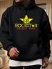 Casual Fleece-Lined Hoodie Sweatshirt with Rockstar Energy Drink Graphic Print