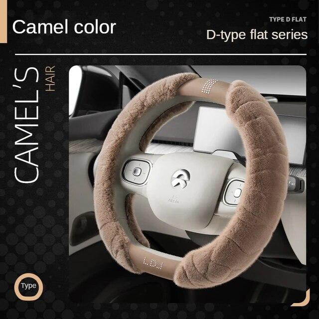 Luxury Plush Steering Wheel Cover Diamond Universal 15 Inch Handle Cover Winter M Fur Car Steering Cover Fashion D Shape Ring