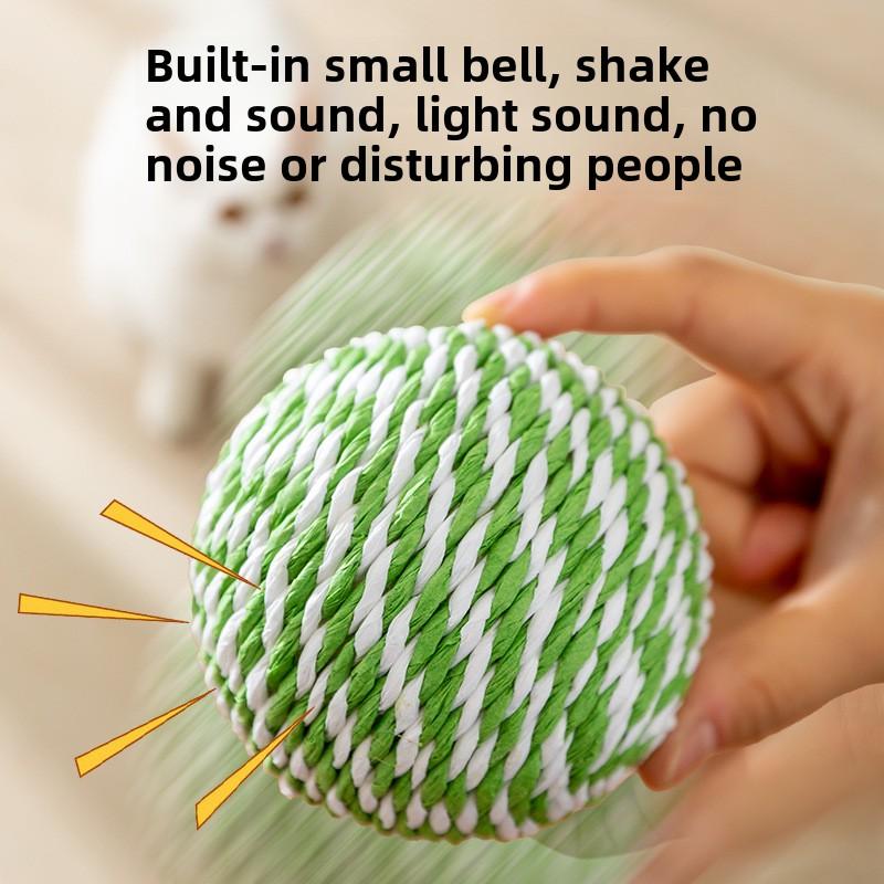 Cat Colorful Sisal Ball Toy Wool Ball Teasing Cat Ball Plush Self-hi To Relieve Boredom and Resist Biting Teeth Grinding Stick Teasing Cat Supplies