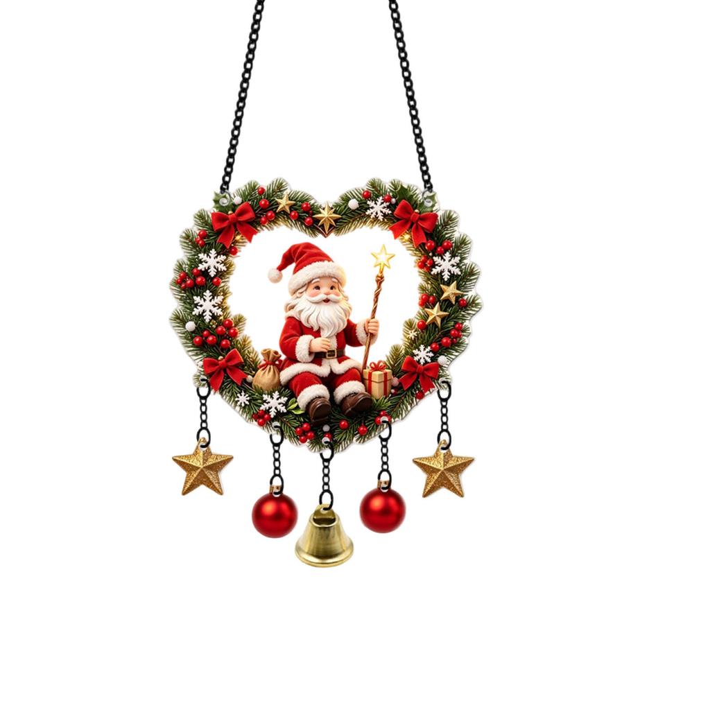 2D Christmas Wreath Heart Shaped Acrylic Ornament, Holiday Tree Hanging Decoration and Gift