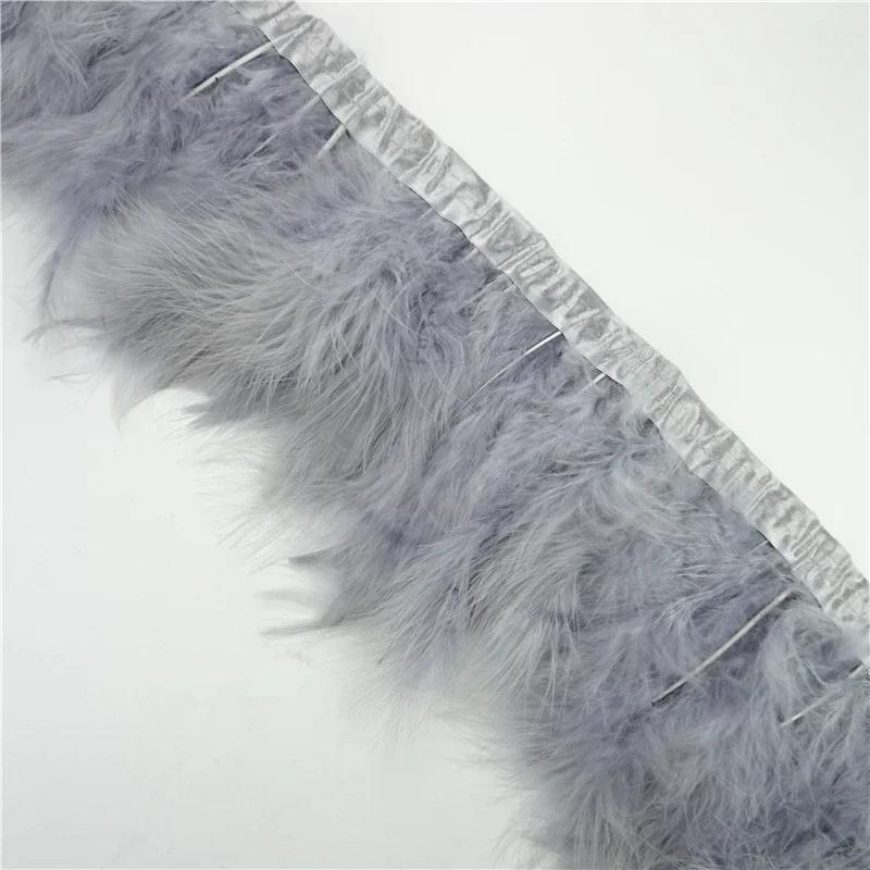 2 Mètres Bordure de Plumes de Marabout Moelleuses Bords Frange 6-8" Plumes de Dinde Blanches Noires Décor Vêtements sur Bande Artisanat Ruban Décoration