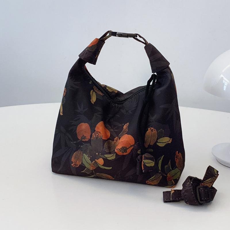 Yogodlns Retro Embroidery Crossbody Bags Adjustable Shoulder Straps Fashion Bucket Purses Small Satin Handbag