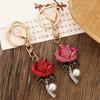 Keychain Pendant Sparkling Rhinestones Inlaid Imitation Pearl Rose Design Key Chain Lightweight Car Bag Decorative Accessory