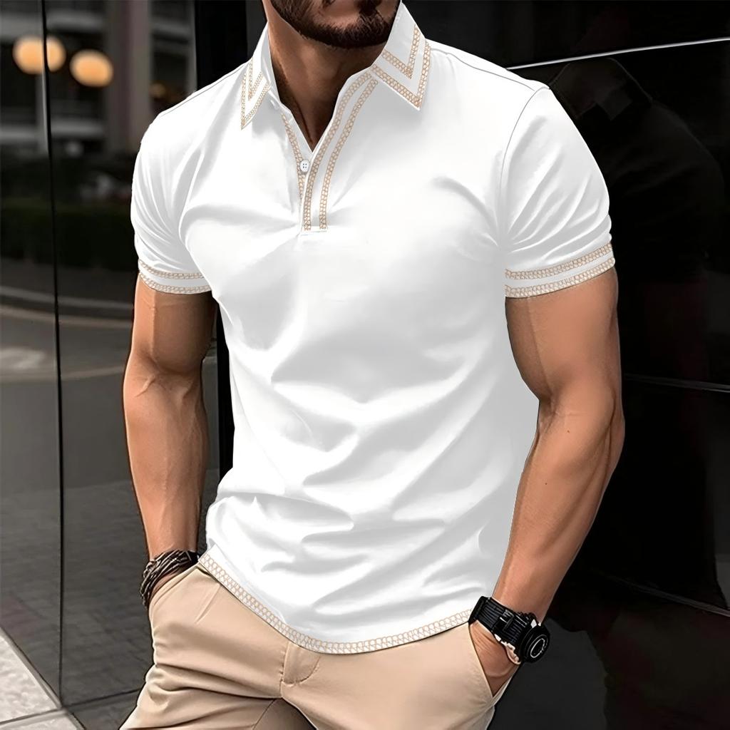 New summer men's casual short-sleeved polo shirt with a collared neckline