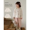 YoYo Girls' Cute Rabbit Embroidered Ruffle Collar Cotton Shirt