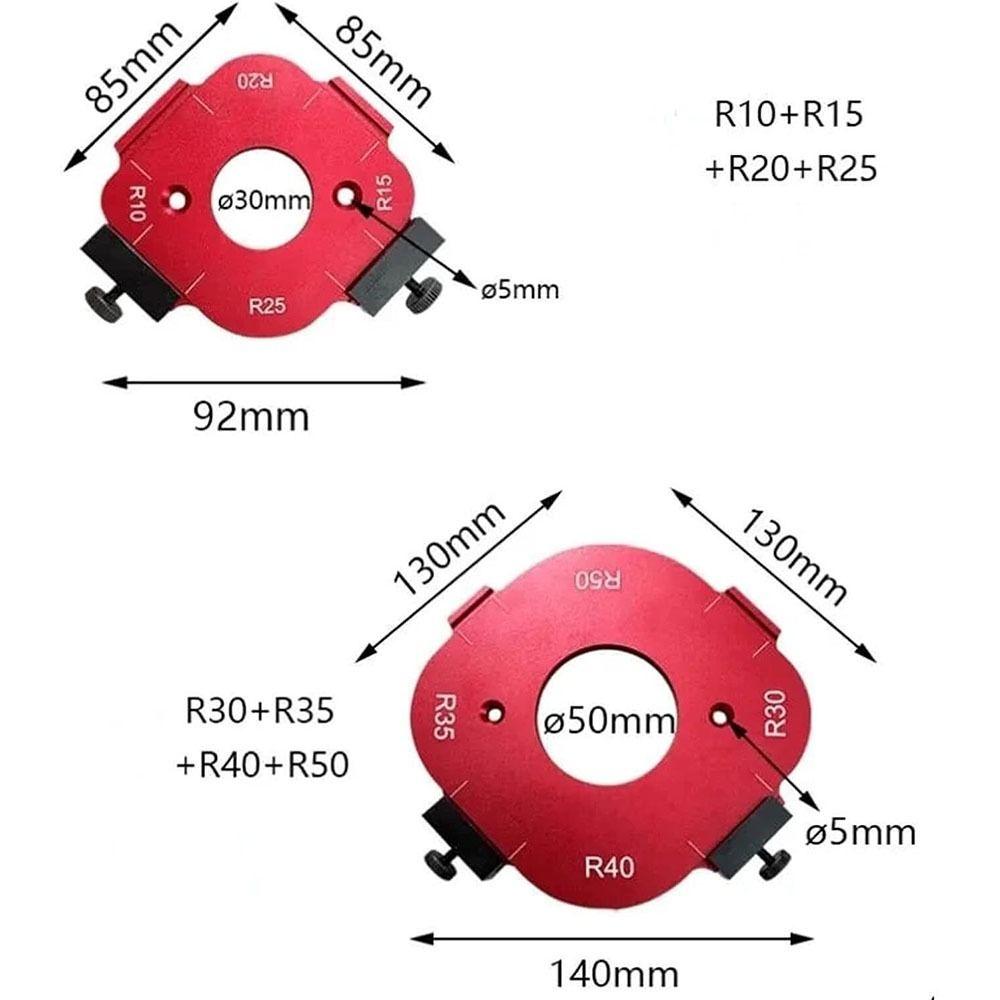 1/2Pcs Reusable Arc Angle Positioning Template Aluminum Alloy R10-R50 Radius Jig  Woodworking