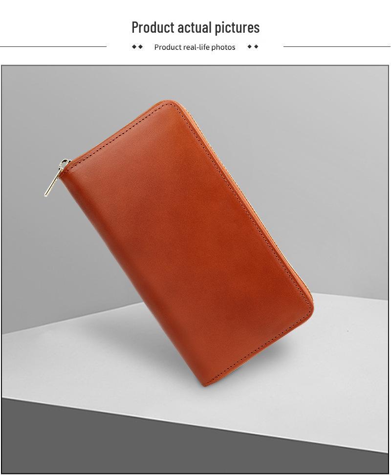 Women's Genuine Leather Long Wallet Clutch - Large Capacity, Multi-Card Slots, Vegetable Tanned