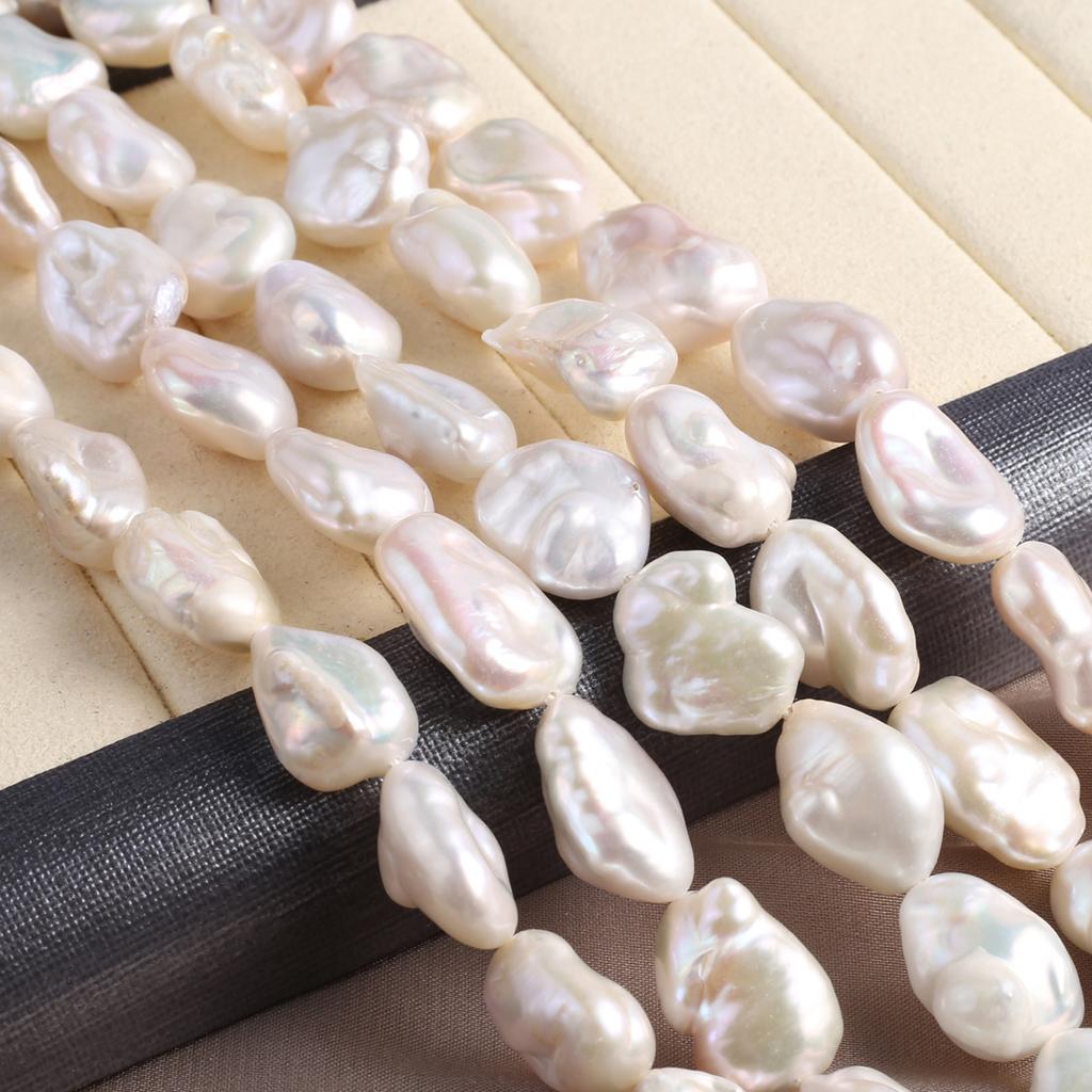 1String, White Natural Freshwater Pearls, Irregular Baroque Pearl Beads for Jewelry Making DIY, Unique Birthday Party Wedding Crafts, 36cm