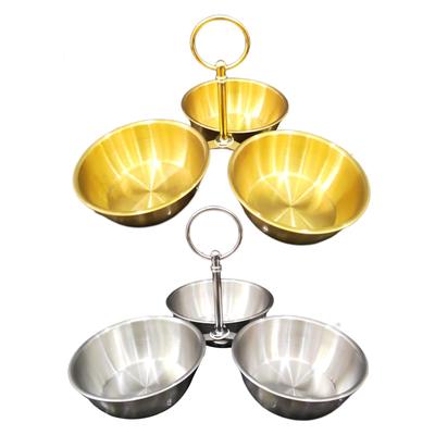 Serving Bowls Set Snack Stand with Bowls Stainless Steel Condiment Server 3