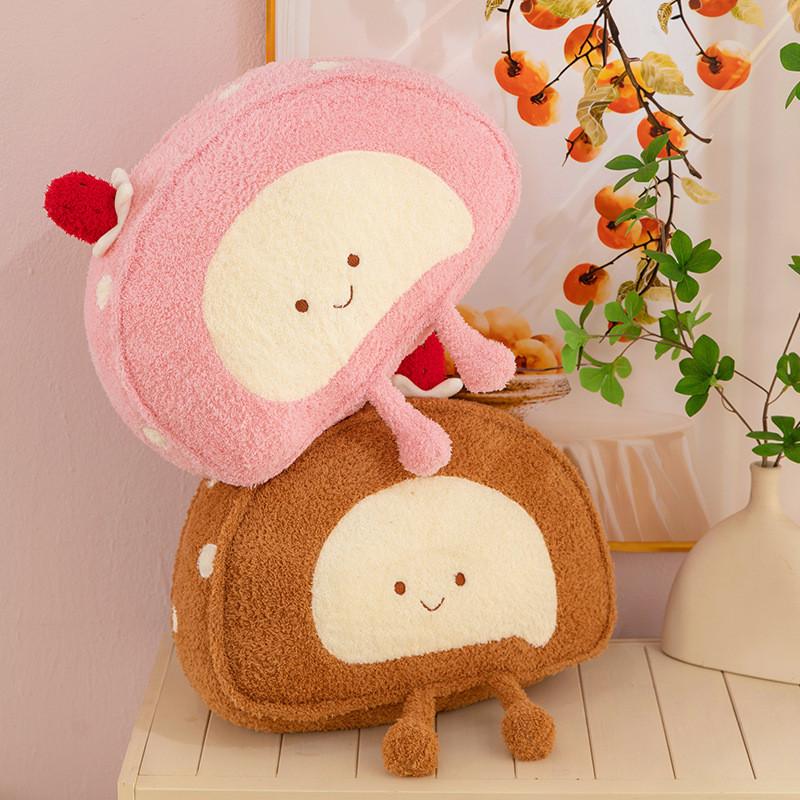 Cute Swiss Roll Plush Doll Pillow With Short Plush Fabric For Bedroom Decor And Comfort