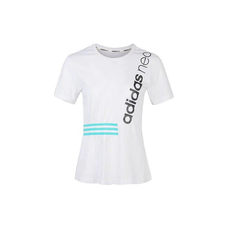 adidas T Shirts Women's White Crew Neck Moderate Straight Fit EJ7096